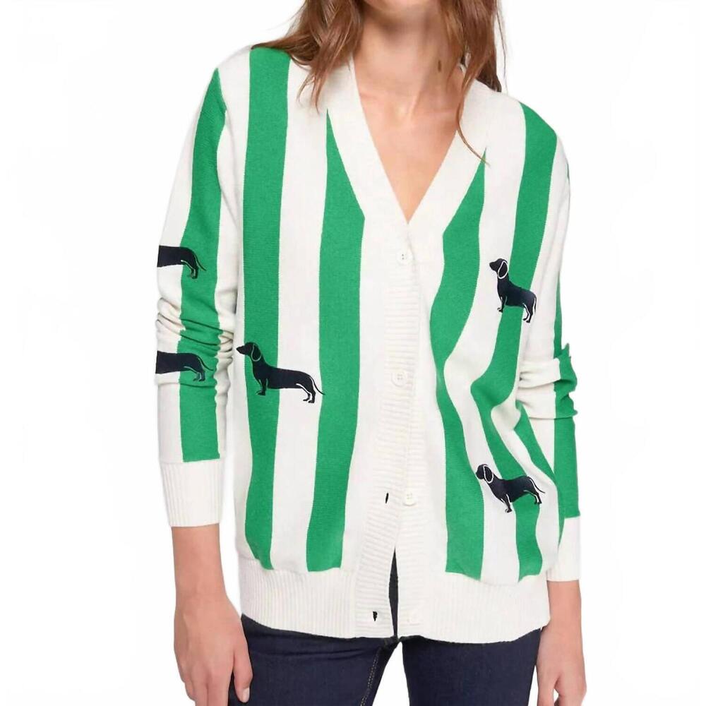 NEW VILAGALLO stripe dachshunds cardigan in green